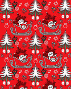 Sledding Hedgehogs Christmas Pattern Design Rug