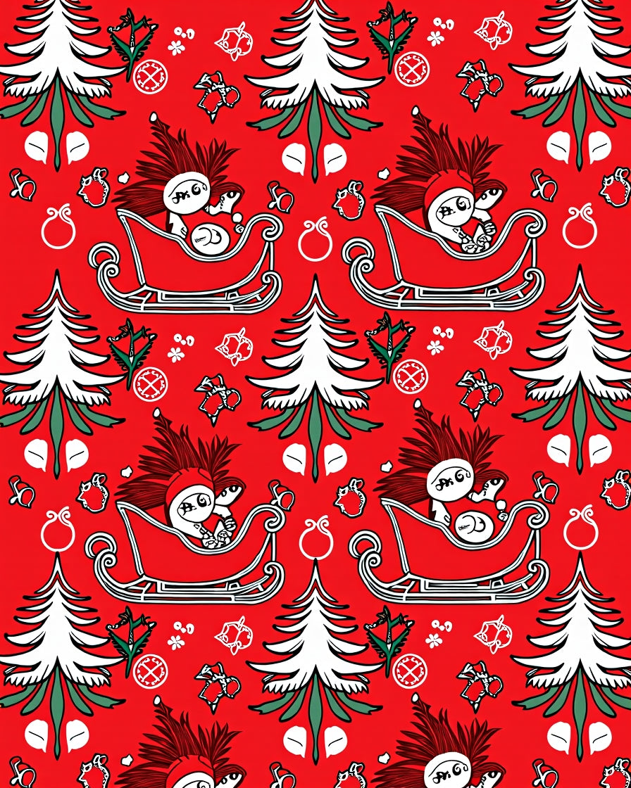 Sledding Hedgehogs Christmas Pattern Design Rug