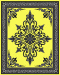 Bold Black Yellow Ornate Design Rug