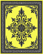 Bold Black Yellow Ornate Design Rug