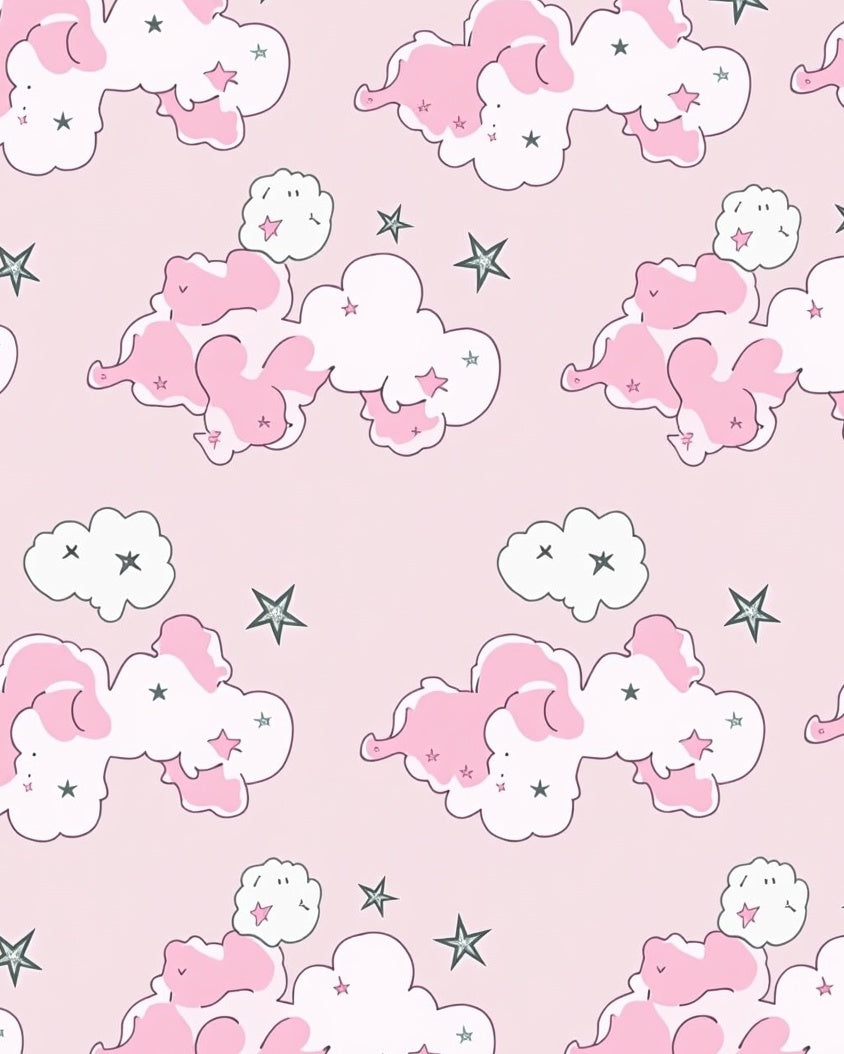 Pink Cloud And Star Pattern Rug