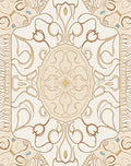 Elegant Abstract Golden Scroll Pattern Rug