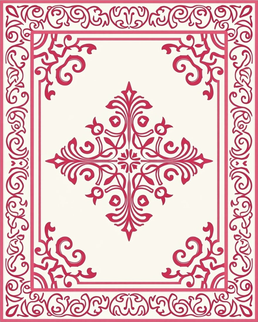 Vibrant Crimson Traditional Motif Rug
