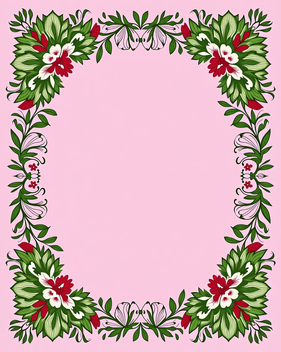 Floral Scrollwork Border Design Rug