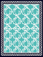 Modern White Teal Geometric Pattern Rug
