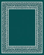 Intricate White Border Geometric Design Rug