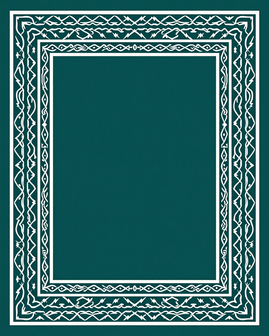 Intricate White Border Geometric Design Rug