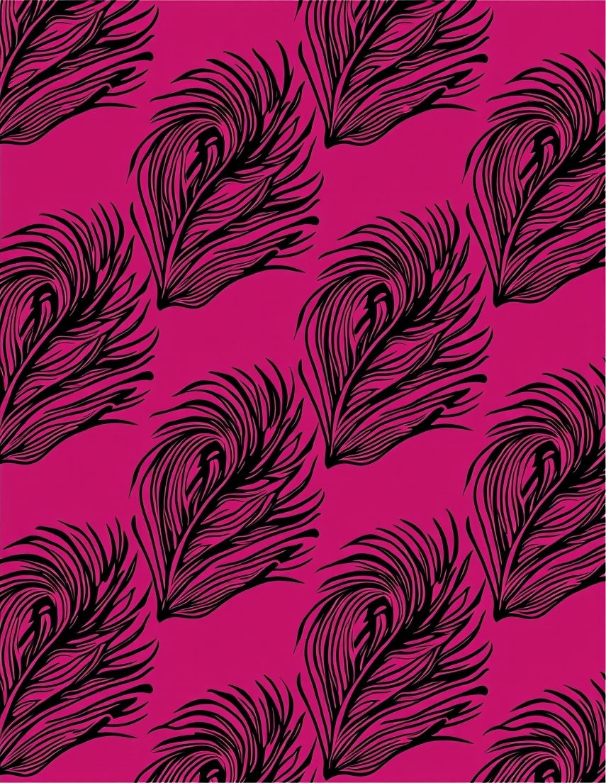 Drawn Feathers On Magenta Background Design Rug