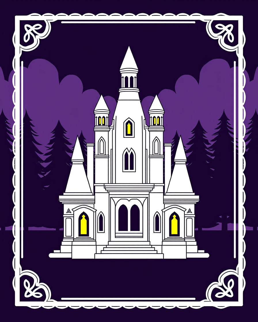 Gothic Castle Scene Dark Forest Rug