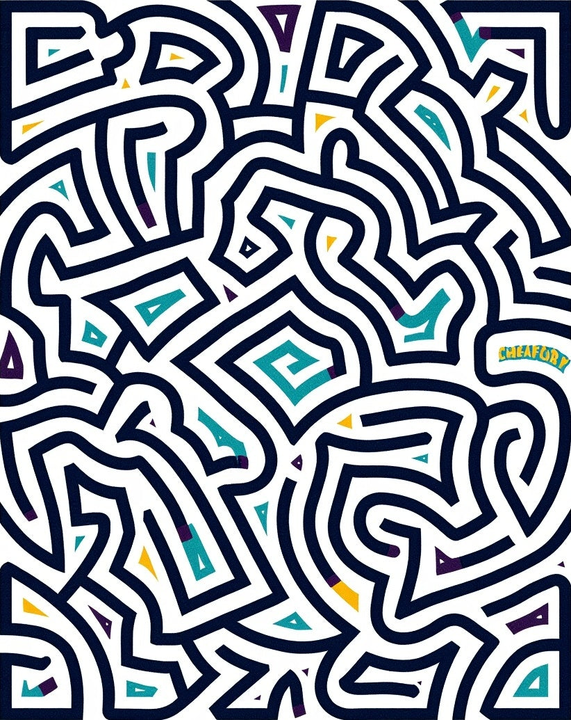 Abstract Labyrinth Geometric Pattern Rug