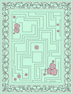 Light Blue Maze With Pink Flowers Rug