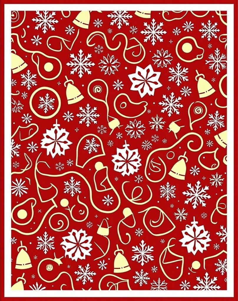 Holiday Bell Snowflake Charm Print Rug