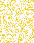 Elegant Yellow Swirl Floral Pattern Rug