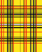 Vibrant Yellow Red Black Plaid Design Rug
