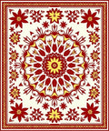 Floral Mandala Design Red Yellow Rug