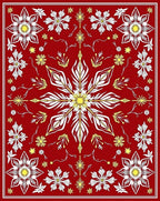 Red Floral Starburst Medallion Design Rug