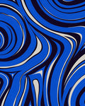 Fluid Blue Cream Wave Pattern Rug