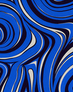 Fluid Blue Cream Wave Pattern Rug