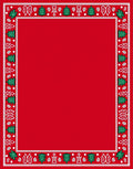 Festive Red Christmas Tree Border Rug