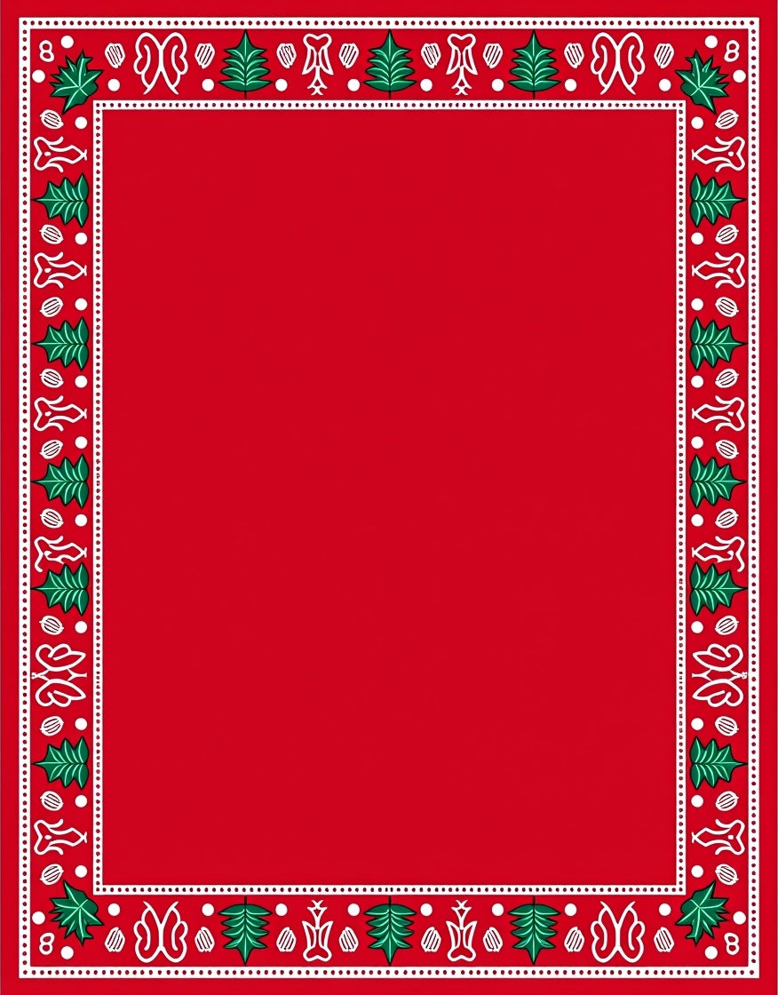 Festive Red Christmas Tree Border Rug