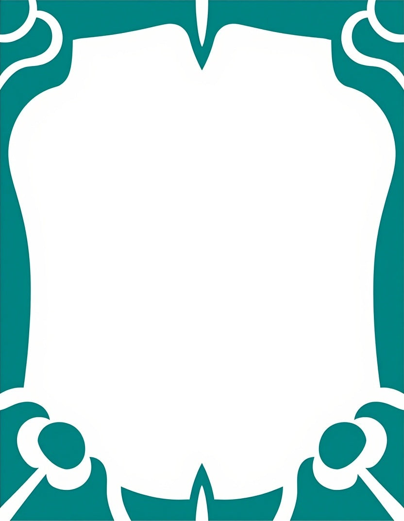 Teal Abstract Organic Border Design Rug