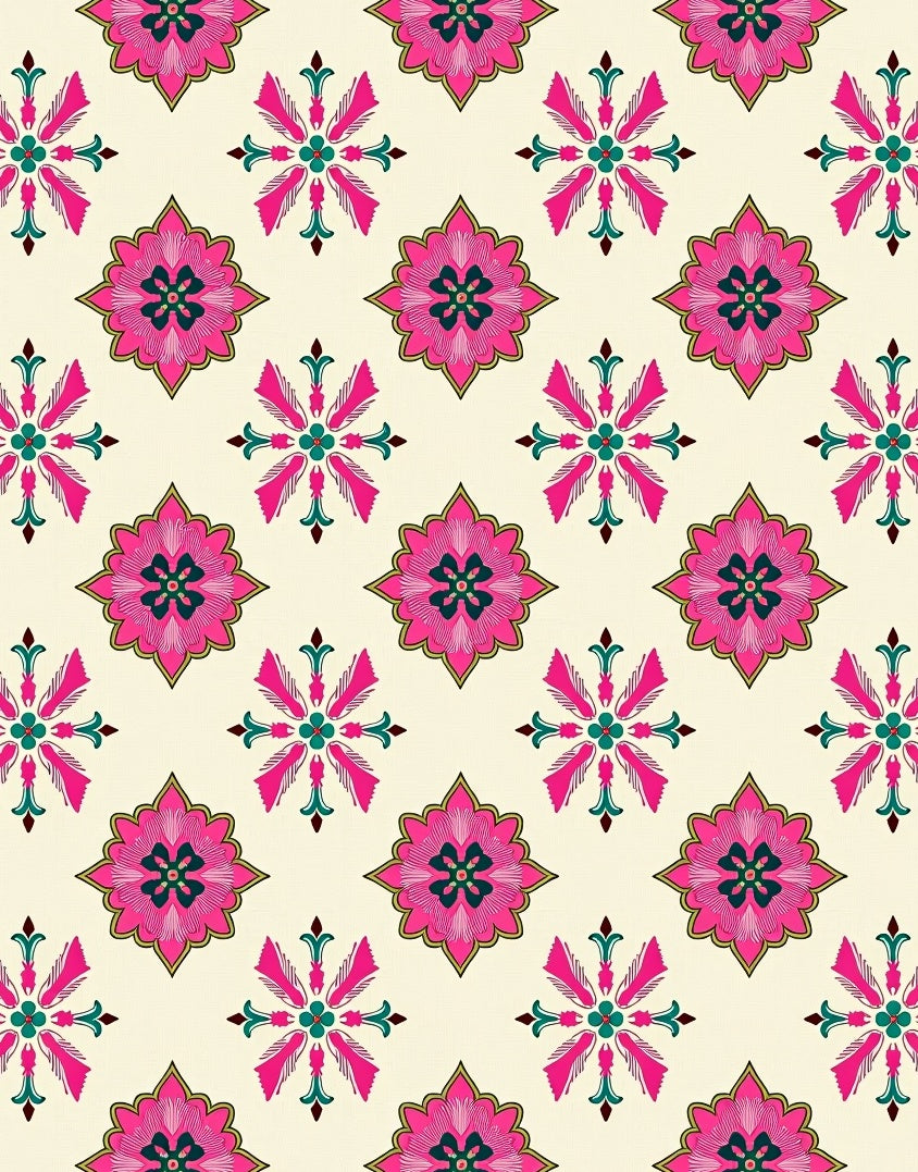 Fuchsia Floral Medallions Pattern Rug