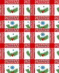Seasonal Plaid Evergreen Snowflakes Design Rug