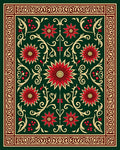 Ornate Floral Border Design Rug