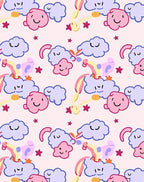Whimsical Clouds Stars Rainbow Pattern Rug