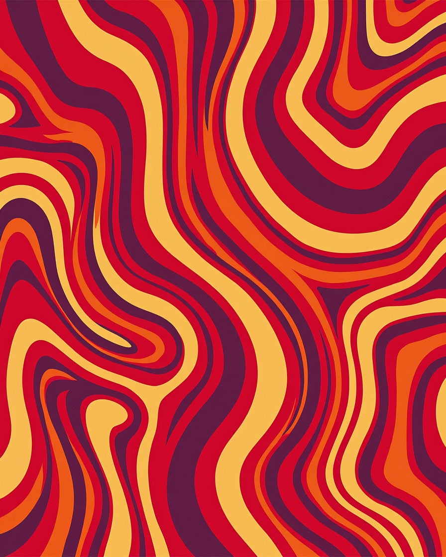 Retro Swirls Warm Tone Design Rug