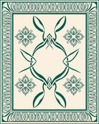 Elegant Emerald Floral Abstract Design Rug