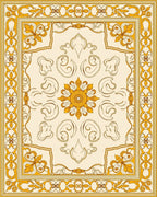 Golden Floral Medallion Bordered Rug