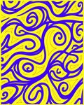 Vibrant Blue Swirls and Yellow Triangles Rug