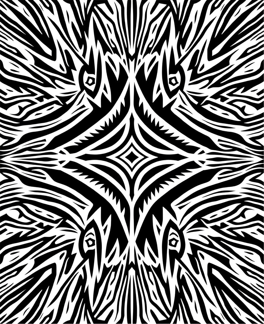 Bold Black White Animalistic Pattern Rug