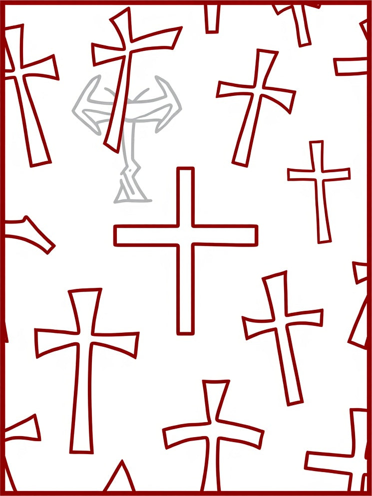 Cross Pattern Red Graphic Rug