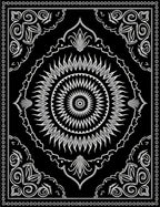 Black White Sunburst Mandala Pattern Rug