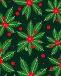 Festive Green Red Floral Berry Clusters Rug