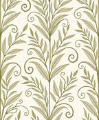 Elegant Olive Botanical Vine Pattern Rug