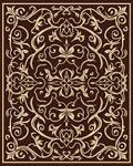Rich Brown Floral Scroll Pattern Rug