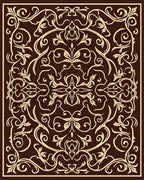 Rich Brown Floral Scroll Pattern Rug