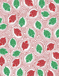 Red Green Abstract Leaf Pattern Rug