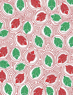 Red Green Abstract Leaf Pattern Rug