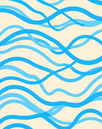 Flowing Blue Wave Pattern Rug