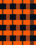 Bold Orange Black Plaid Rectangles Design Rug