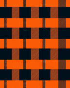 Bold Orange Black Plaid Rectangles Design Rug