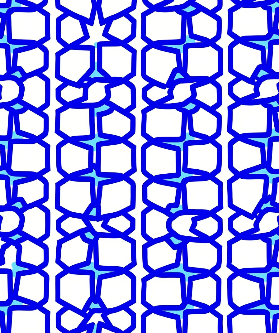 Interlocking Geometric Blue Pattern Rug