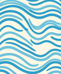 Blue Wavy Abstract Lines Design Rug