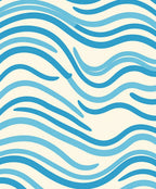 Blue Wavy Abstract Lines Design Rug