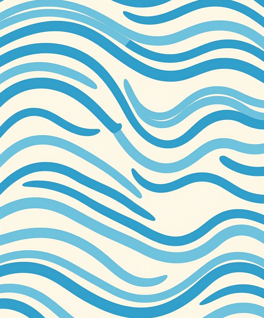 Blue Wavy Abstract Lines Design Rug