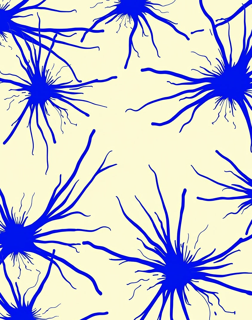 Bold Blue Organic Splatter Design Rug